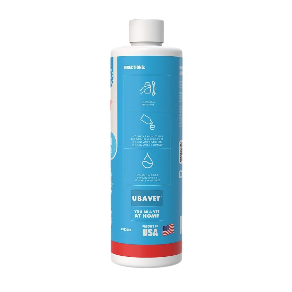 UBAVET Dental Care Water Additive for Dogs & Cats – Odorless & Tasteless Oral Health Solution (16 fl oz / 473 ml)